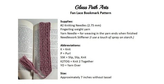 Knit Fan Lace Bookmark Pattern Digital Download