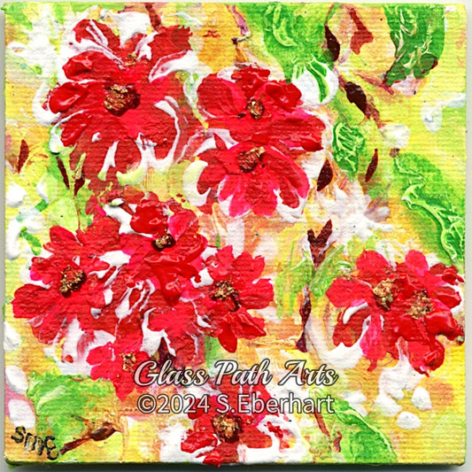 Flower Dance II - Original Miniature Acrylic Painting by Sophia Eberhart