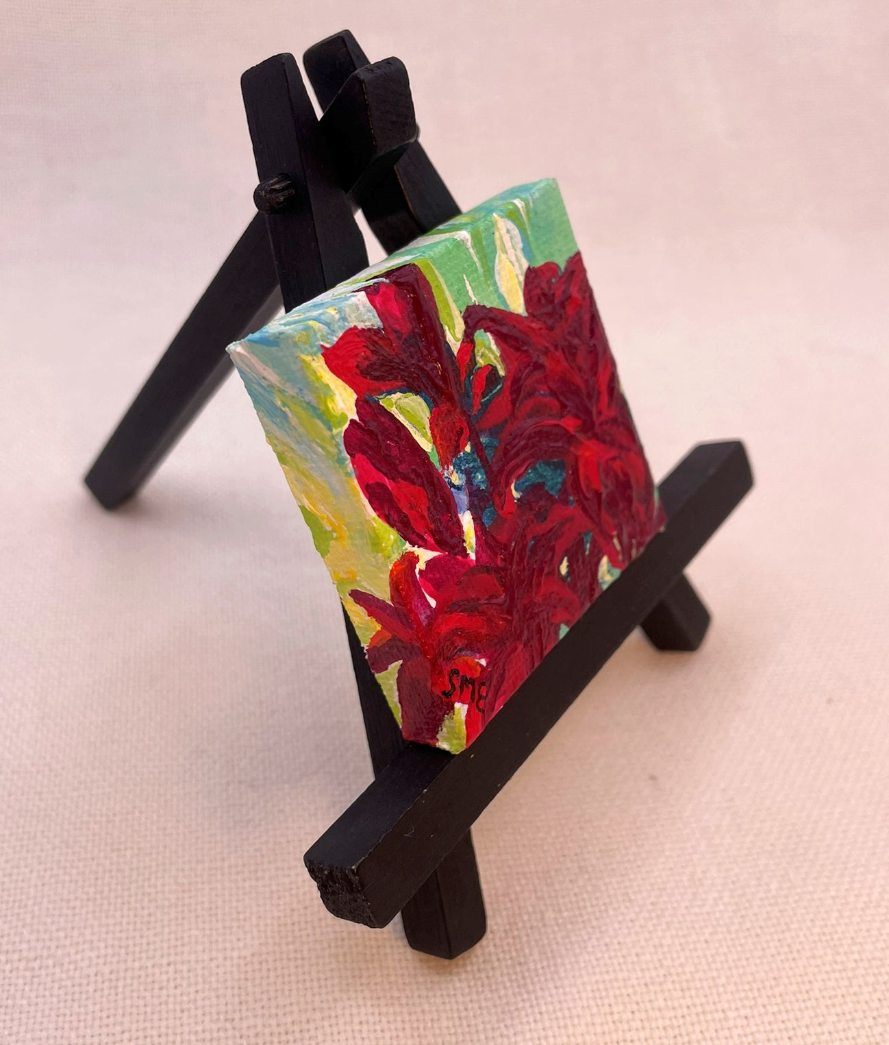 Lilies - Up Front - Original Acrylic Miniature Painting by Sophia Eberhart
