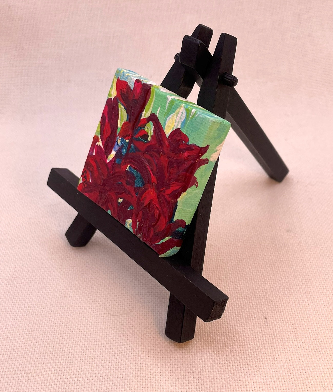 Lilies - Up Front - Original Acrylic Miniature Painting by Sophia Eberhart