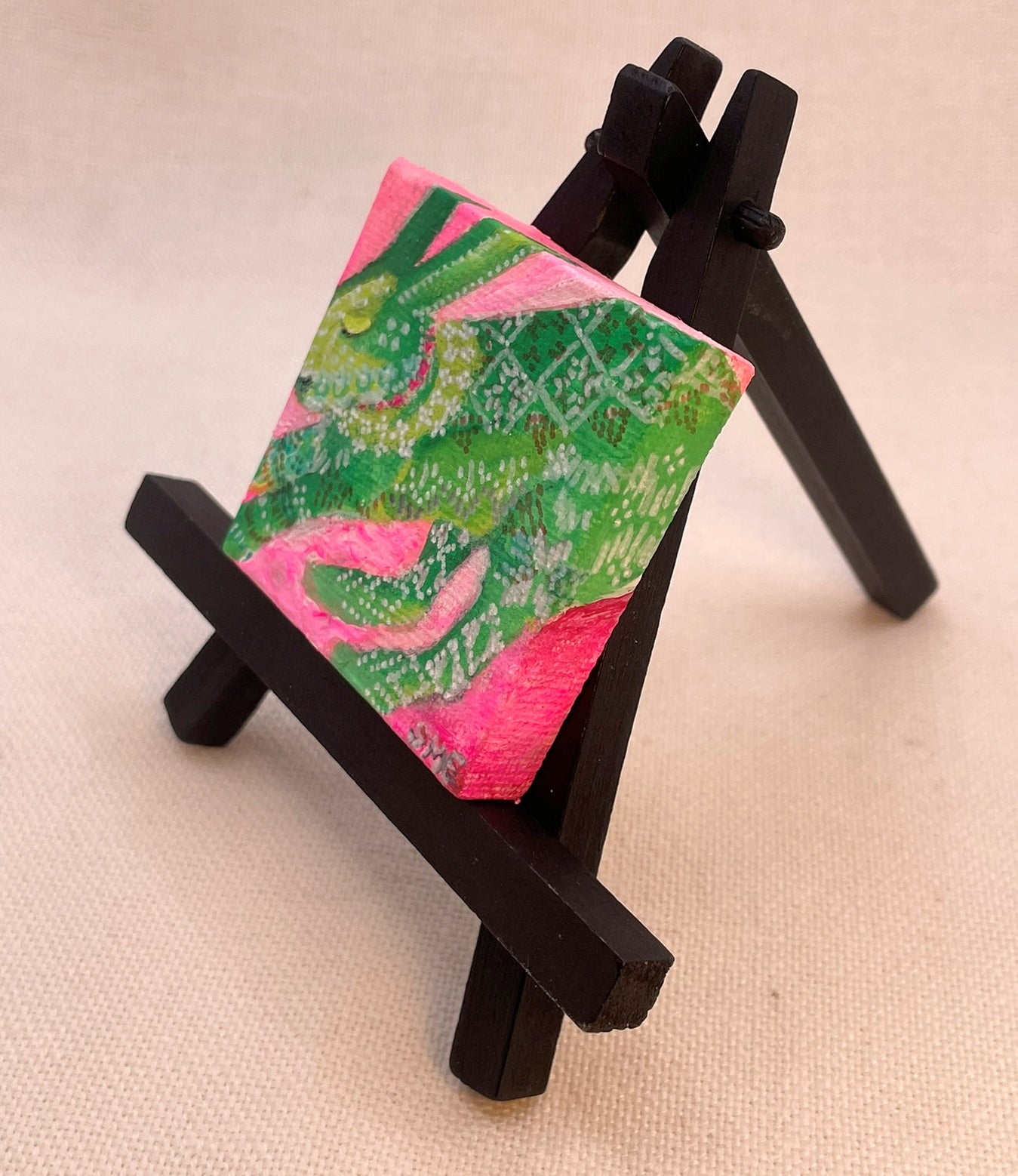 Hare Belle - Original Acrylic Miniature Painting by Sophia Eberhart