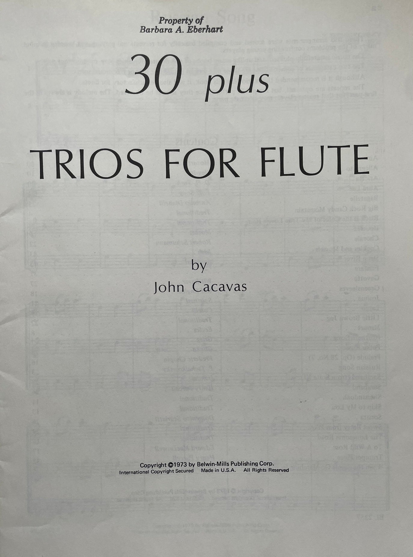 30 Plus Trios for Flute arranged by John Cacavas