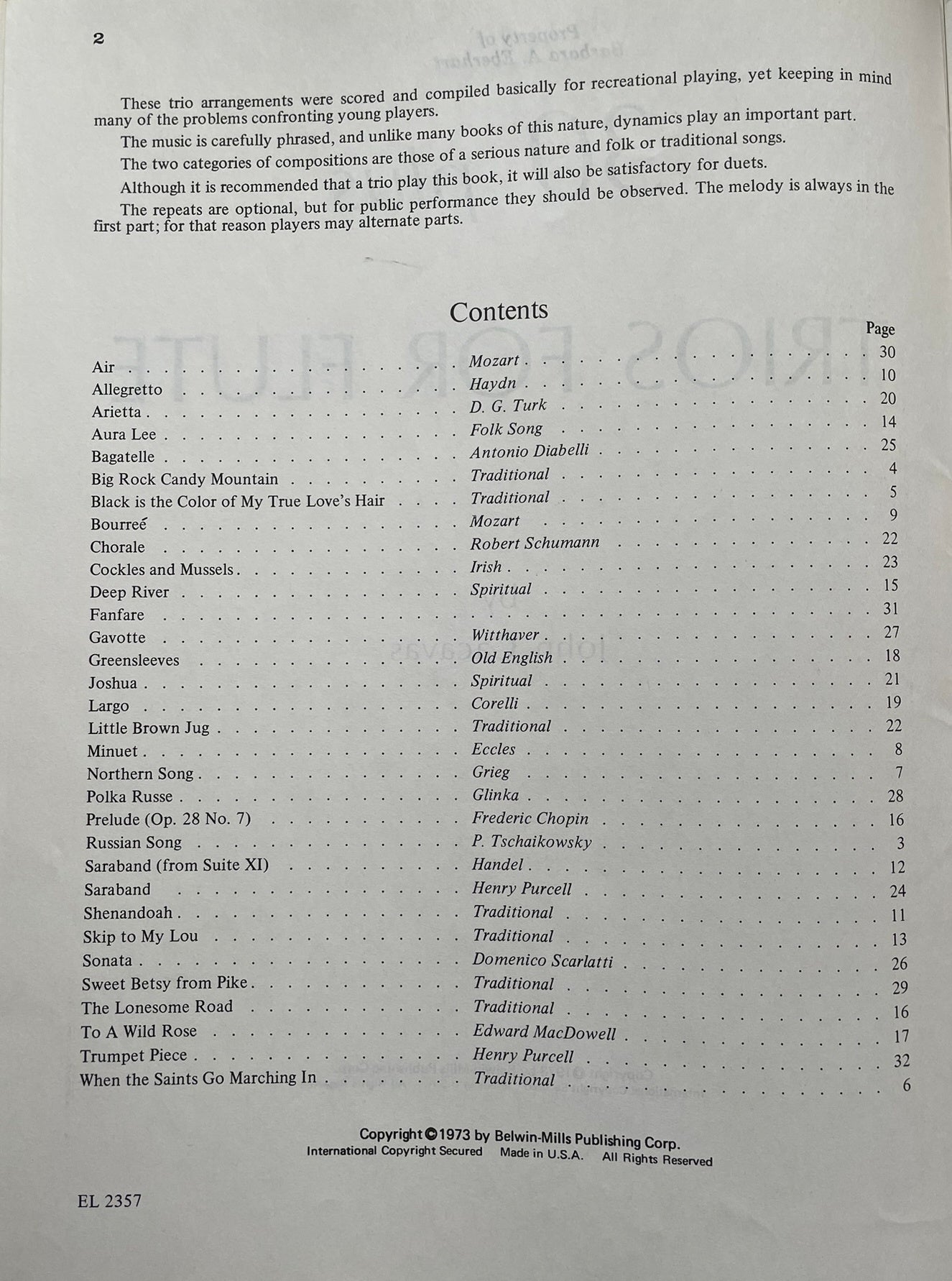30 Plus Trios for Flute arranged by John Cacavas