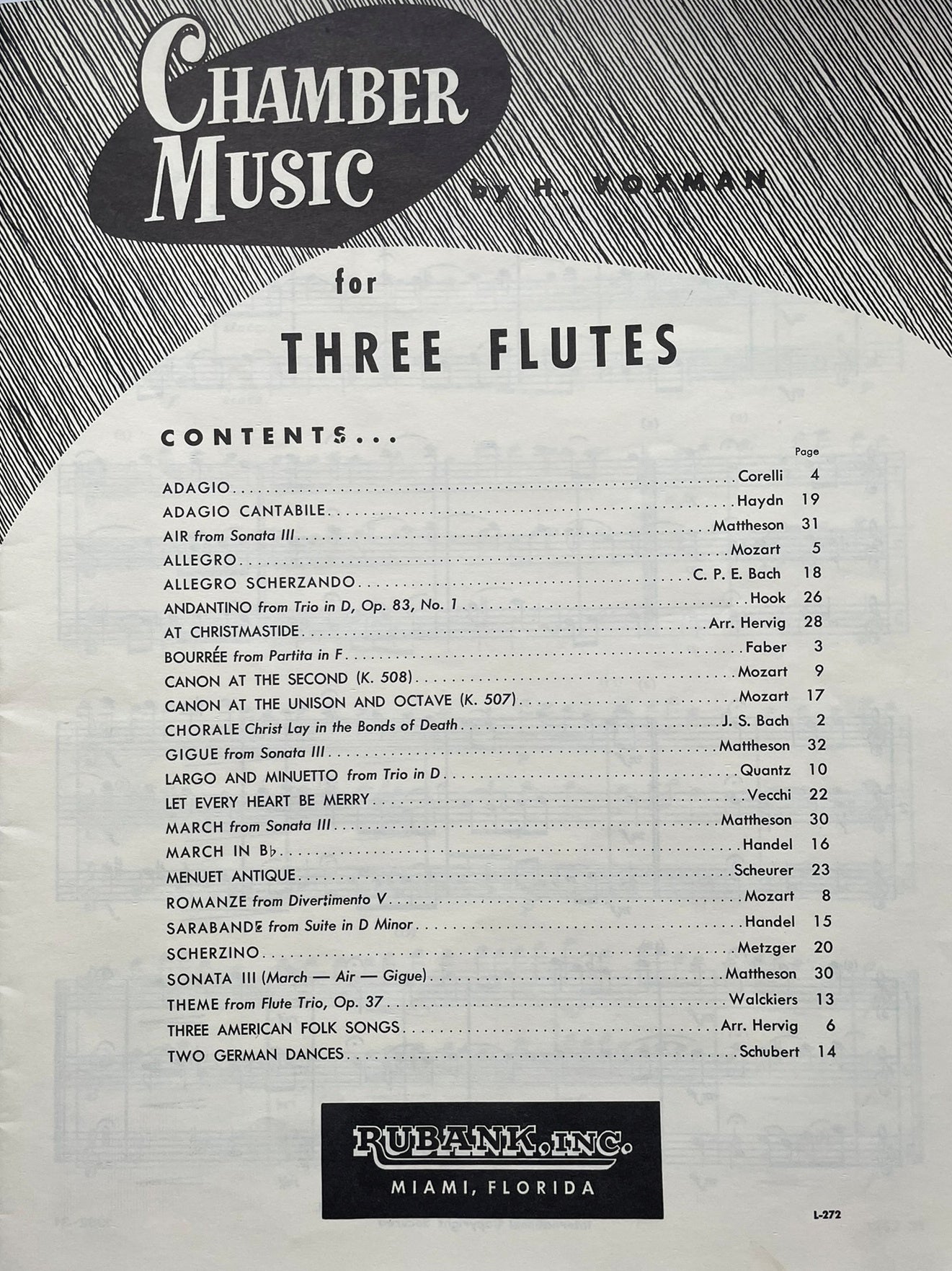 Chamber Music for Three Flutes arr. by H. Voxman