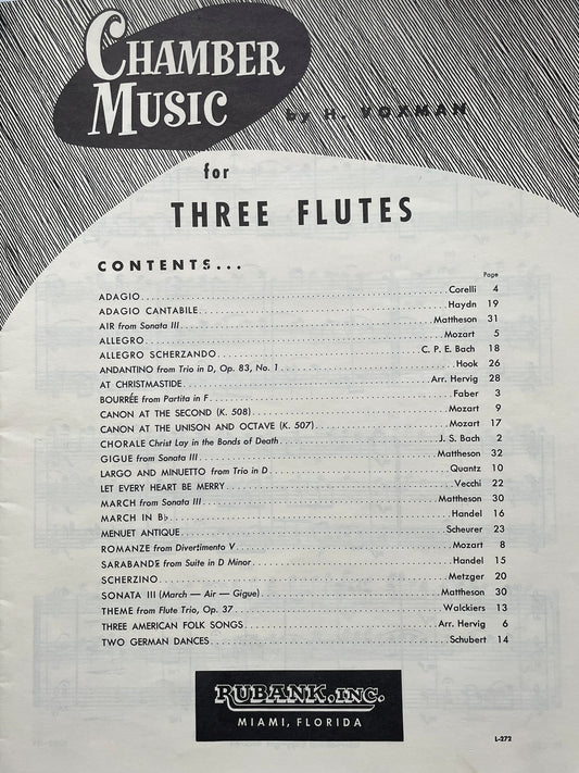 Chamber Music for Three Flutes arr. by H. Voxman