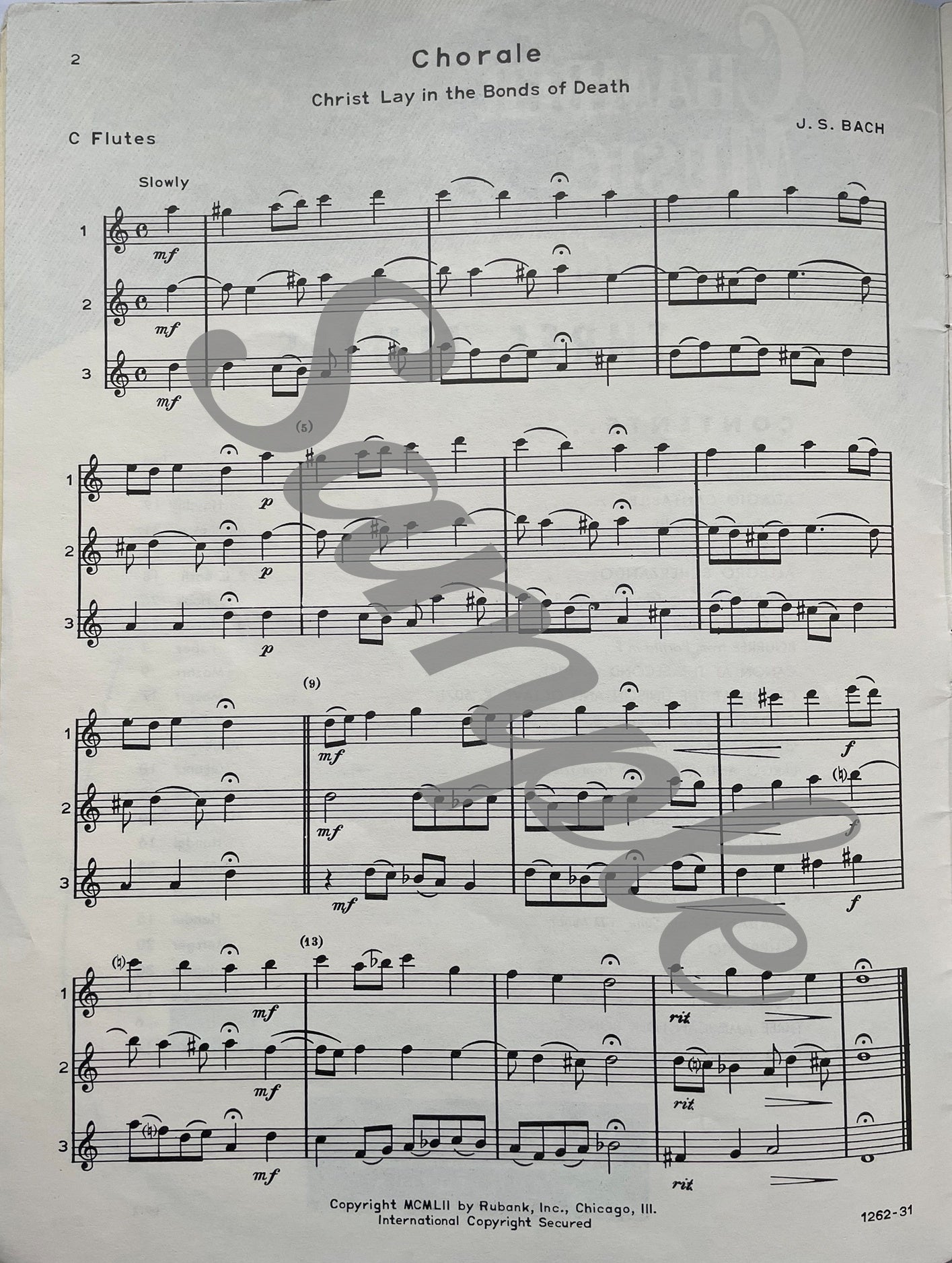 Chamber Music for Three Flutes arr. by H. Voxman