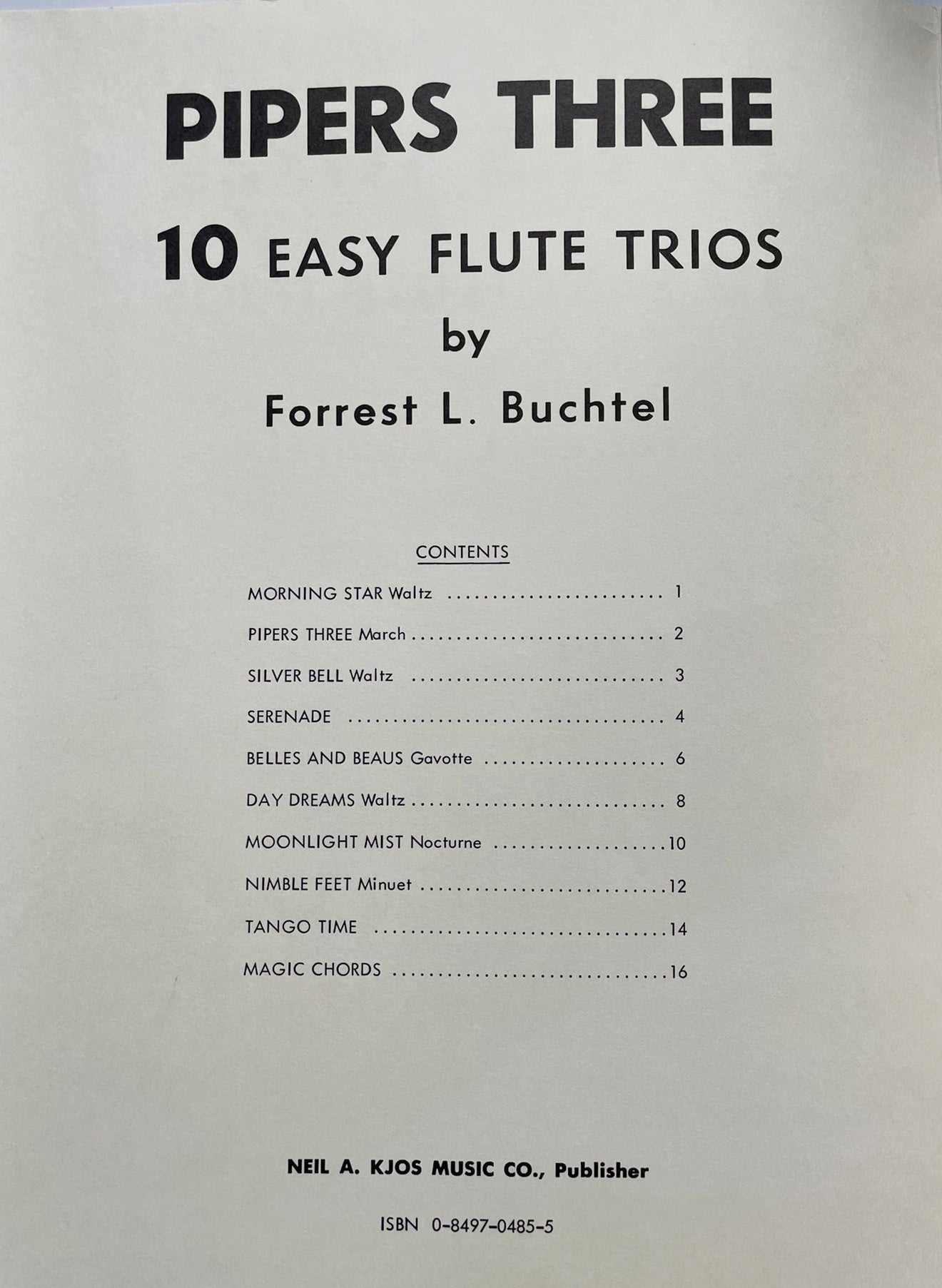 Pipers Three 10 Easy Flute Trios by Forrest L. Buchtel