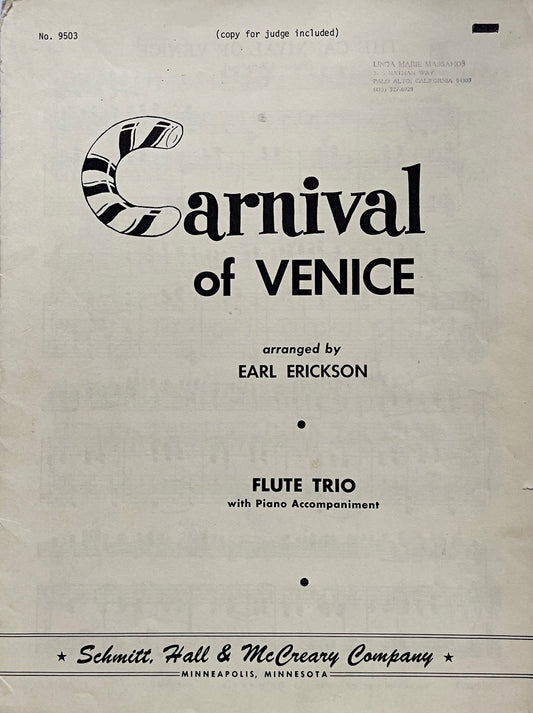 Carnival of Venice Flute Trio arranged by Earl Erickson