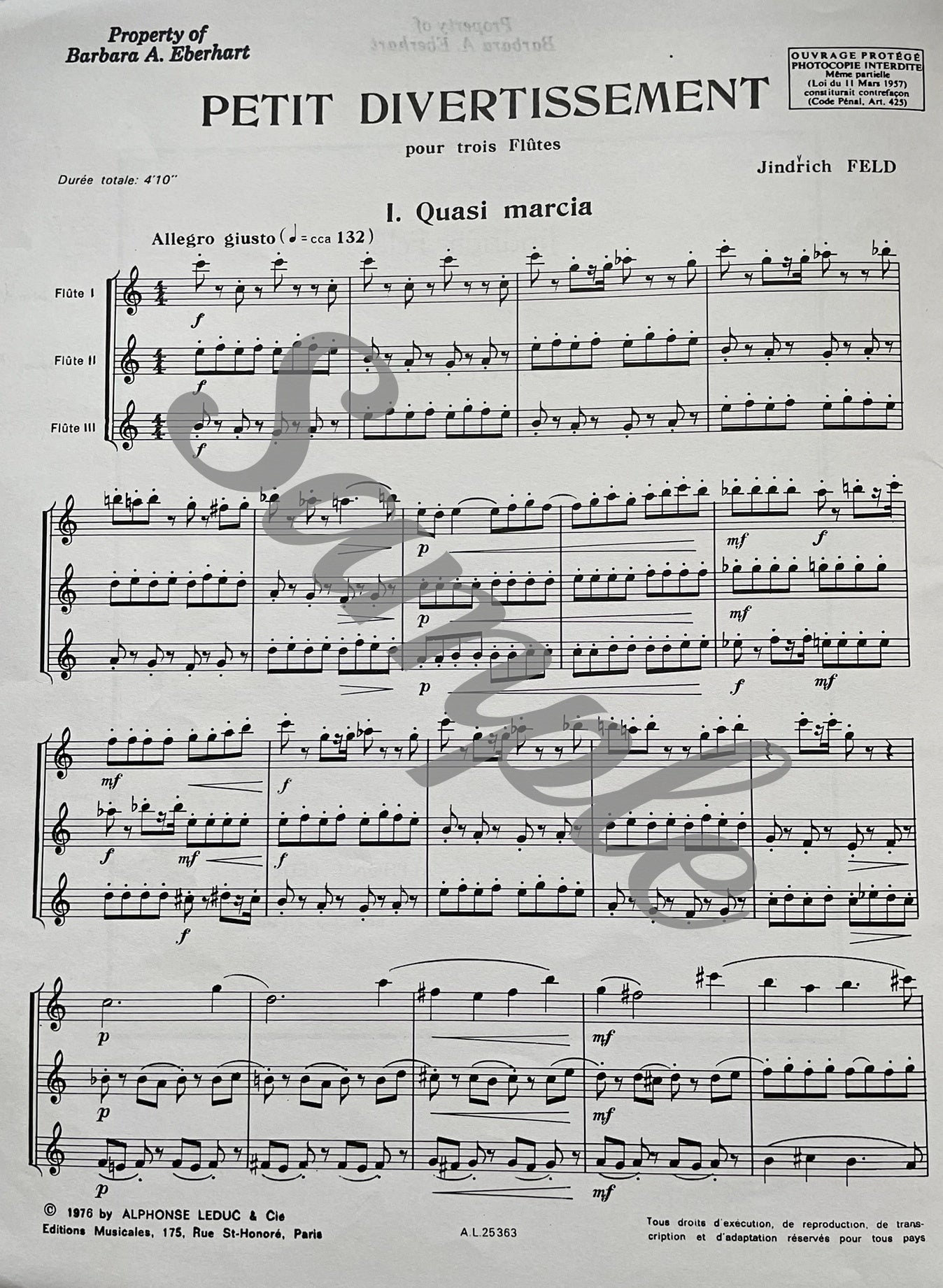 Petit Divertissements for Flute Trio by Jindrǐch Feld