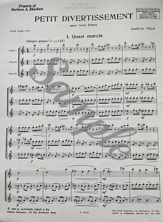 Petit Divertissements for Flute Trio by Jindrǐch Feld