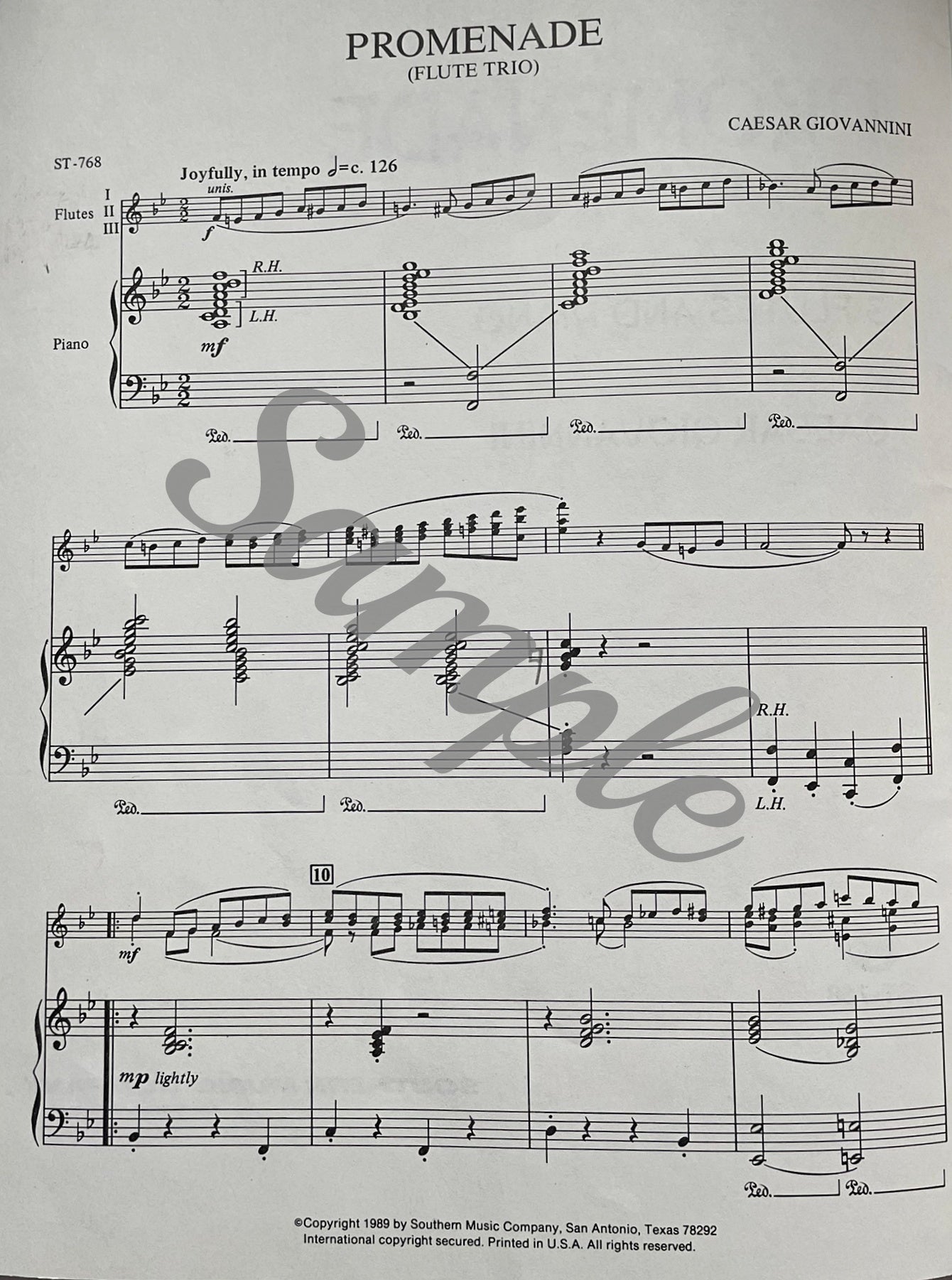 Promenade for 3 Flutes & Piano by Caesar Giovannini