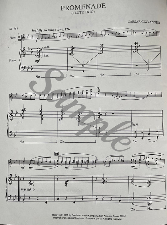 Promenade for 3 Flutes & Piano by Caesar Giovannini
