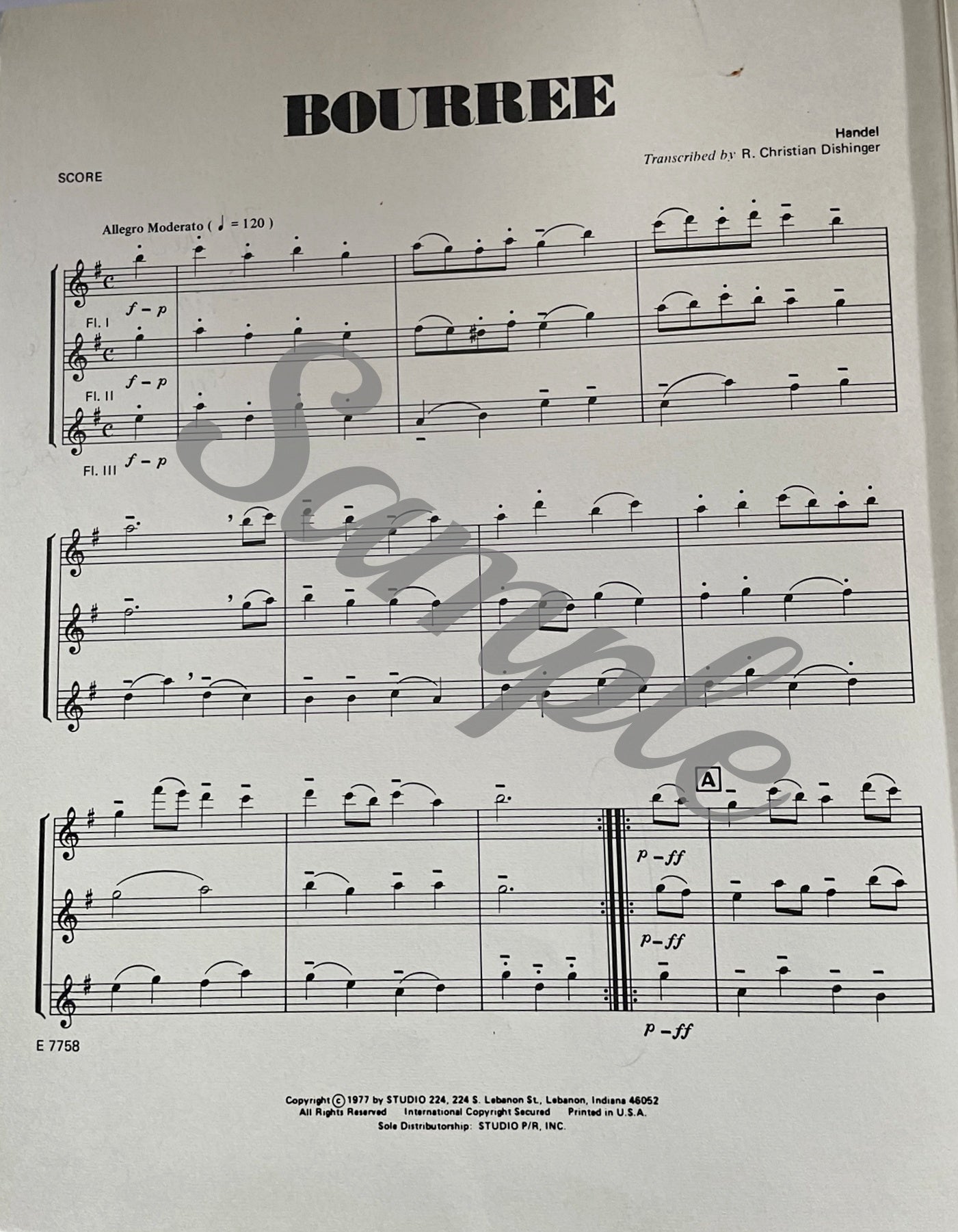 Bourree by G.F. Handel from the Royal Fireworks Suite