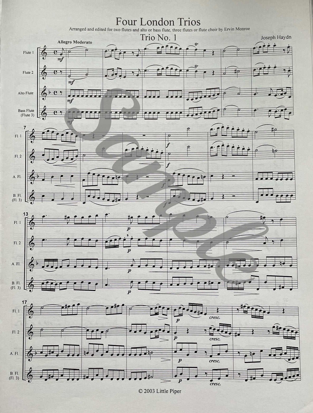 Four London Trios by Joseph Haydn