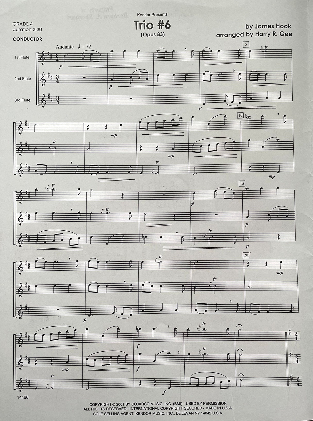 Flute Trio #6, Opus 83 by James Hook