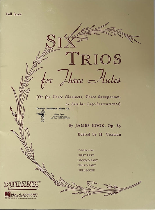 Six Trios for Three Flutes, Opus 83 by James Hook