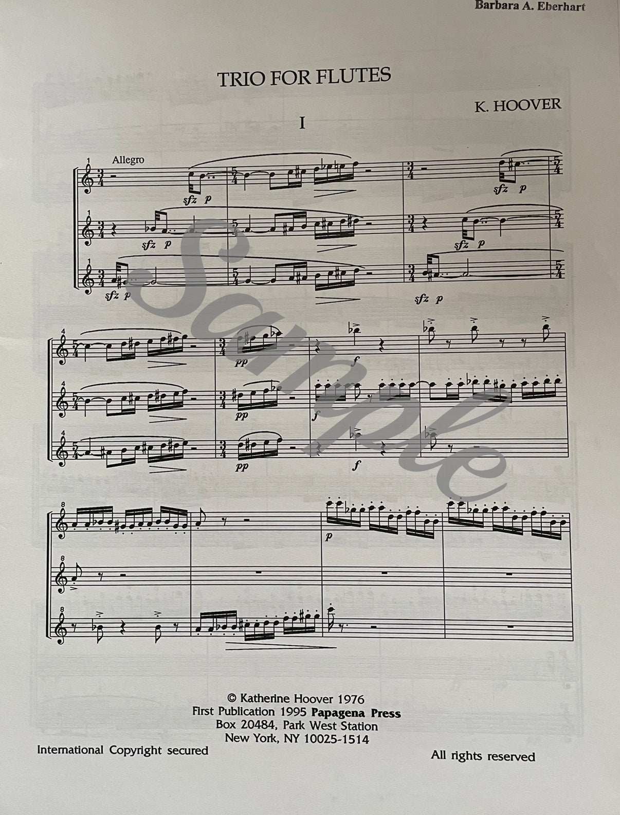 Trio for Flutes by Katherine Hoover