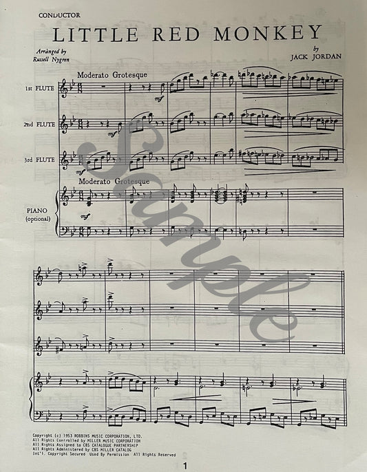 Little Red Monkey for Three Flutes and Piano by Jack Jordan
