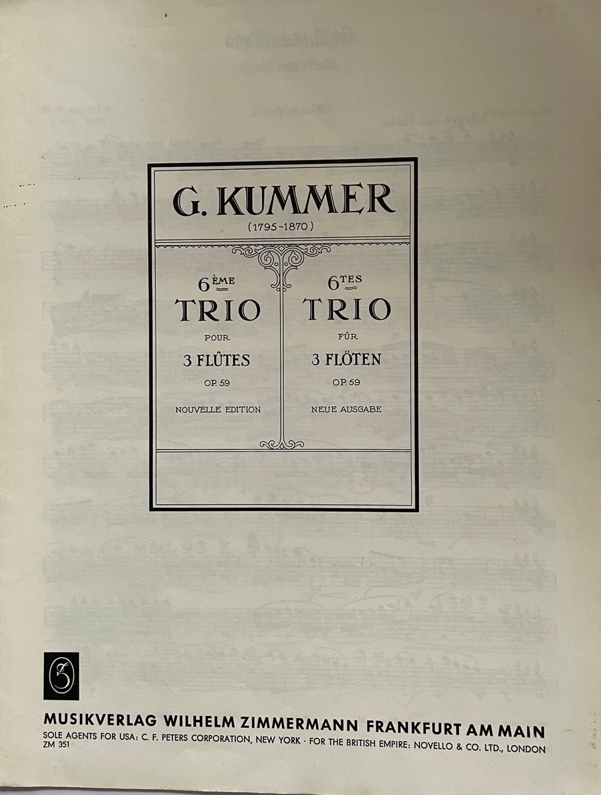 Sixth Trio for 3 Flutes, Opus 59 by G. Kummer