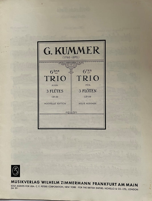 Sixth Trio for 3 Flutes, Opus 59 by G. Kummer
