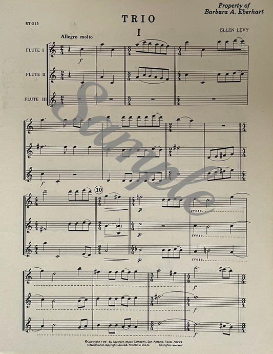Trio for Three Flutes by Ellen Levy