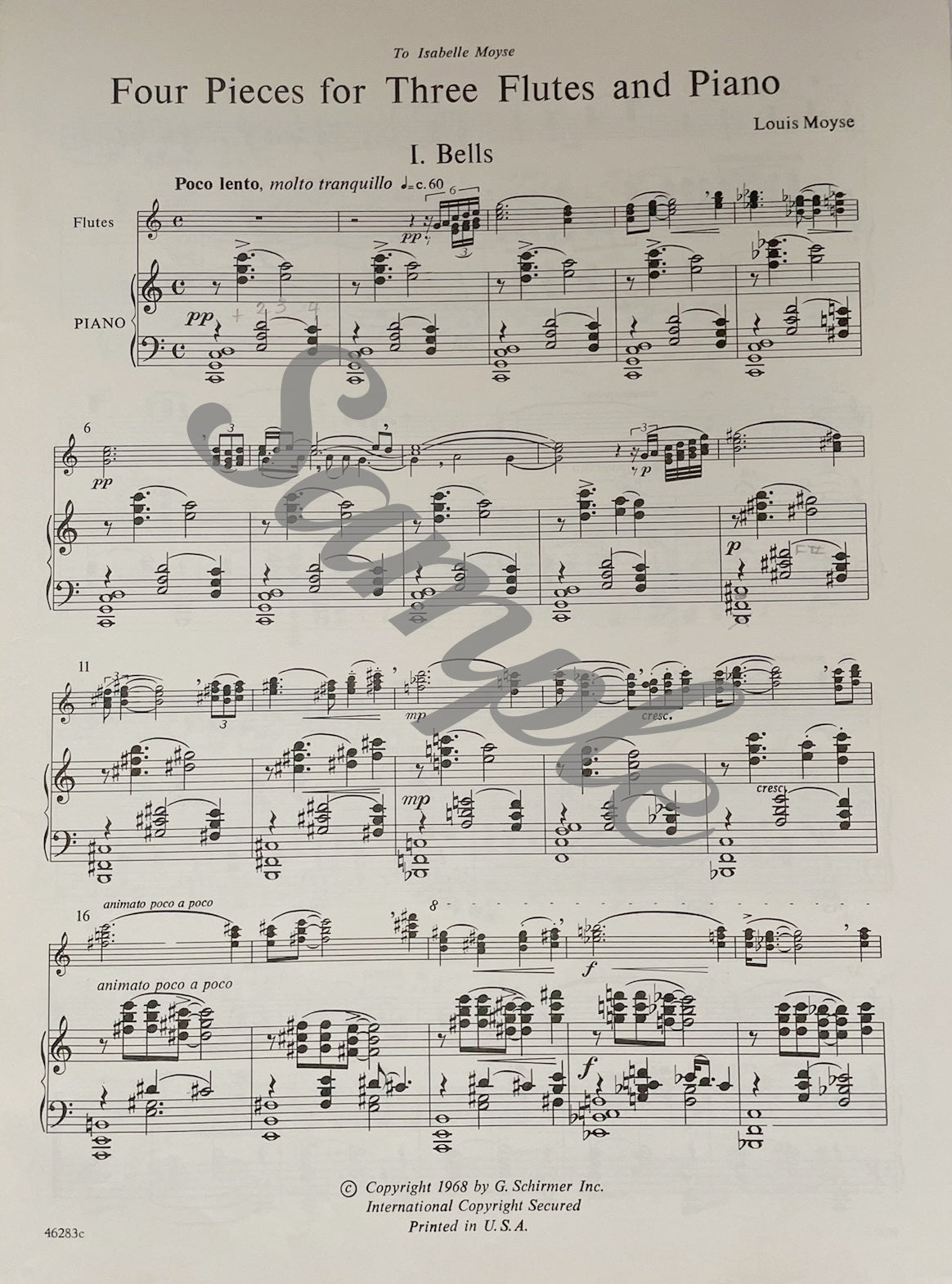 Four Pieces for Three Flutes & Piano by Louis Moyse