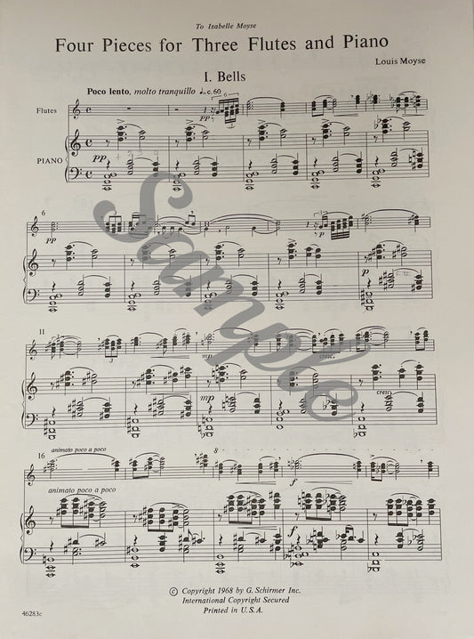 Four Pieces for Three Flutes & Piano by Louis Moyse