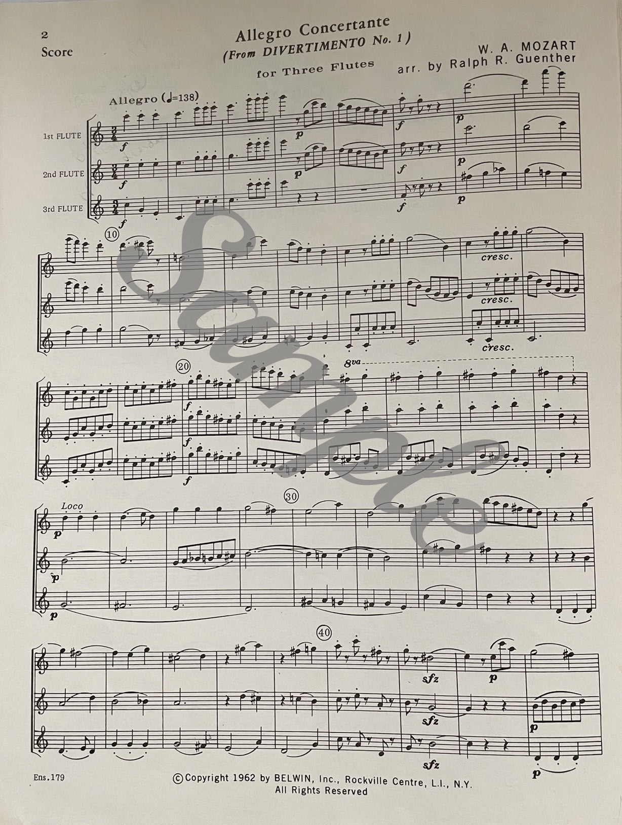 Allegro Concertante from Divertimento No. 1 for Flute Trio by W.A. Mozart
