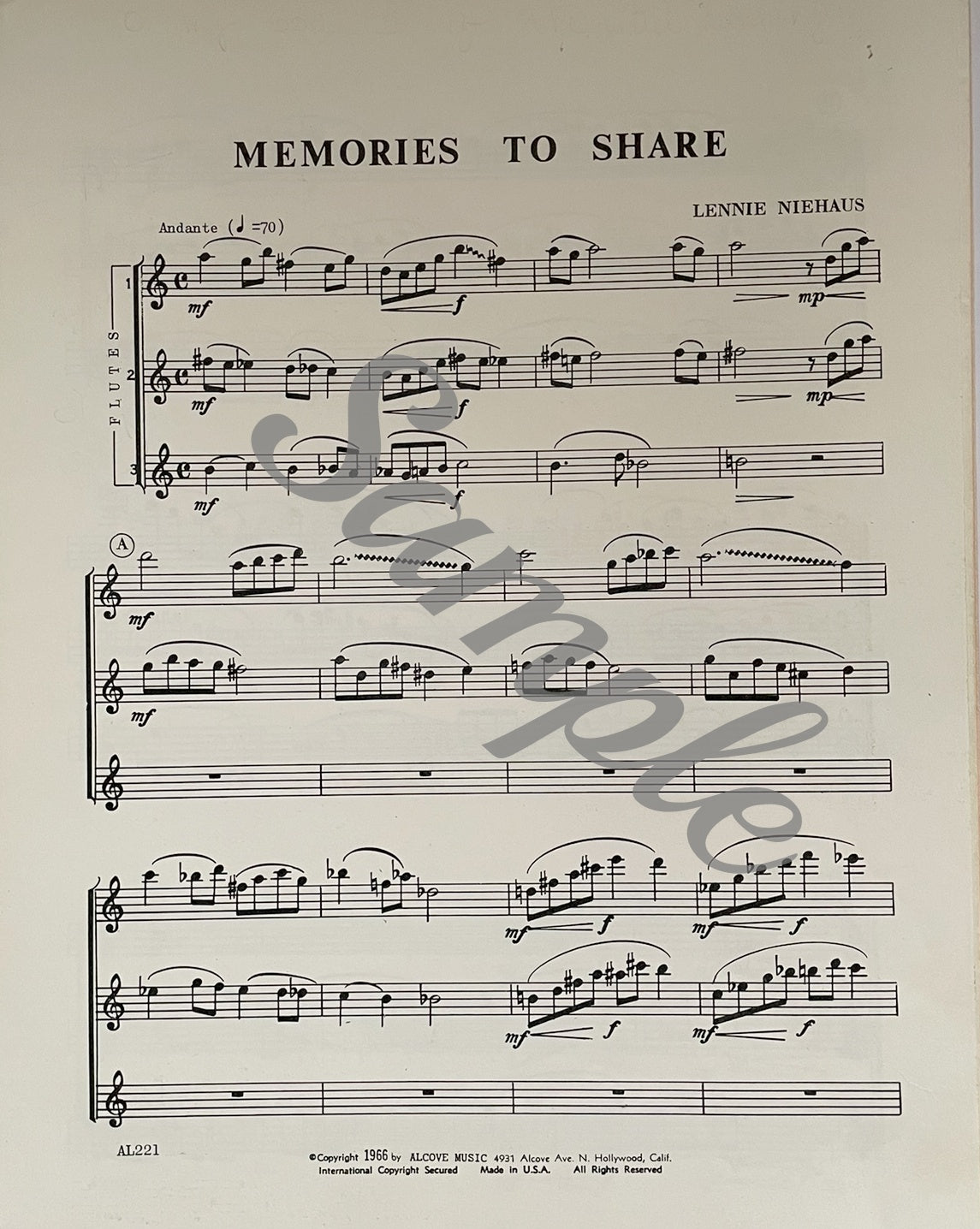 Memories to Share for Flute Trio by Lennie Niehaus