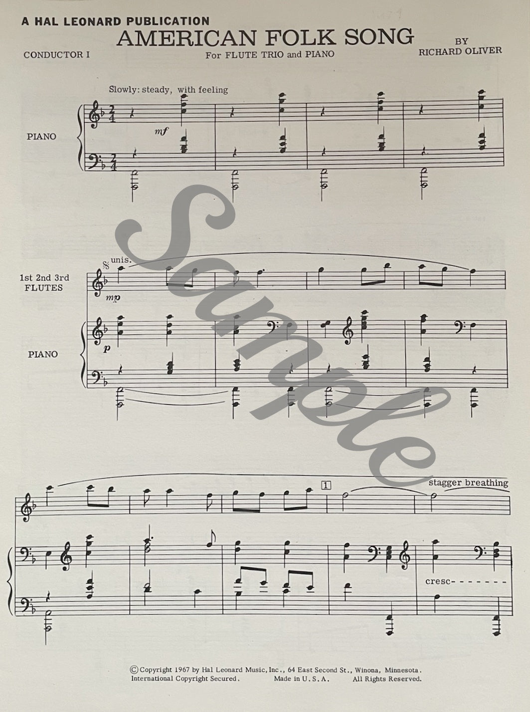 American Folk Song Flute Trio with Piano by Richard Oliver