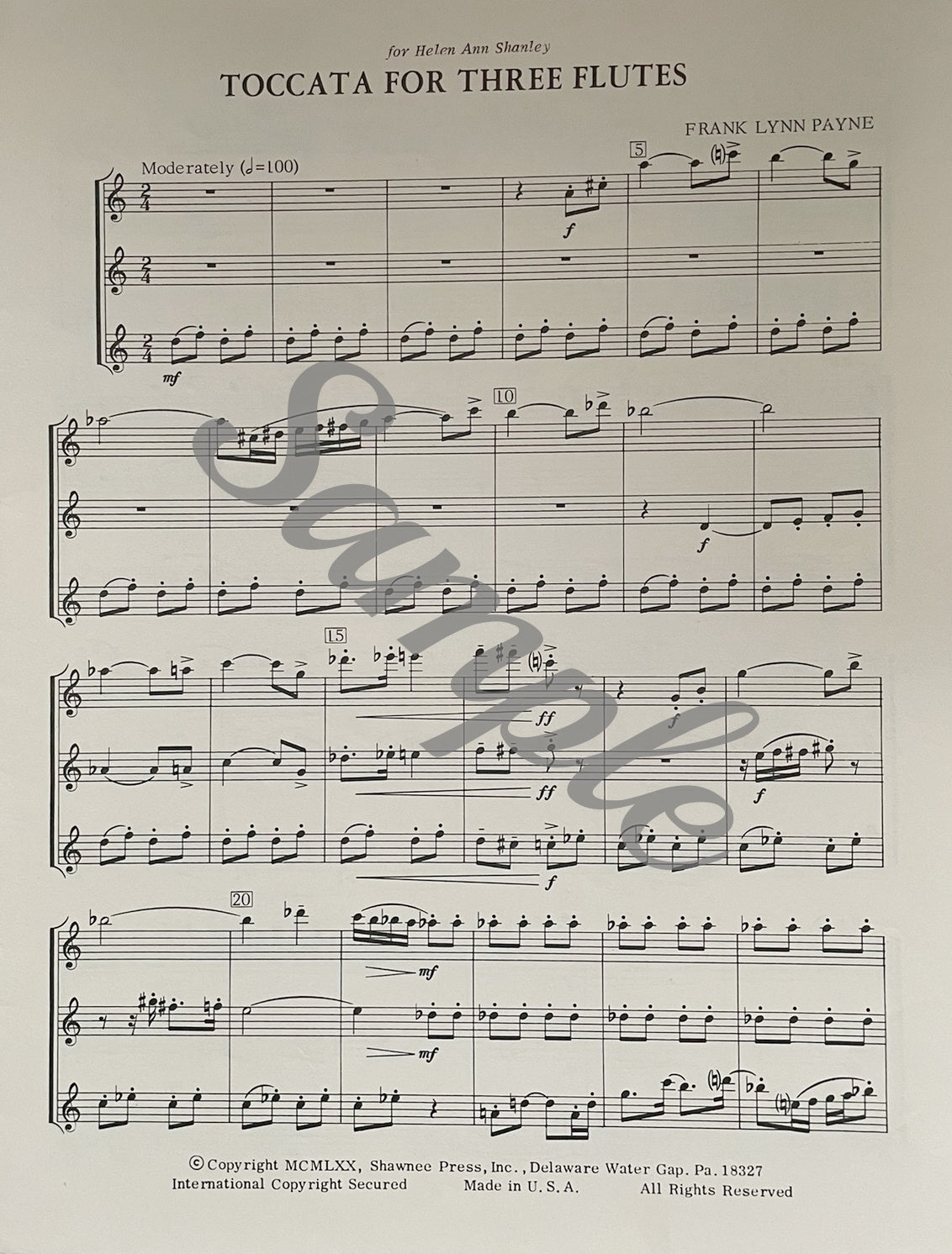 Toccata for Three Flutes by Frank Lynn Payne