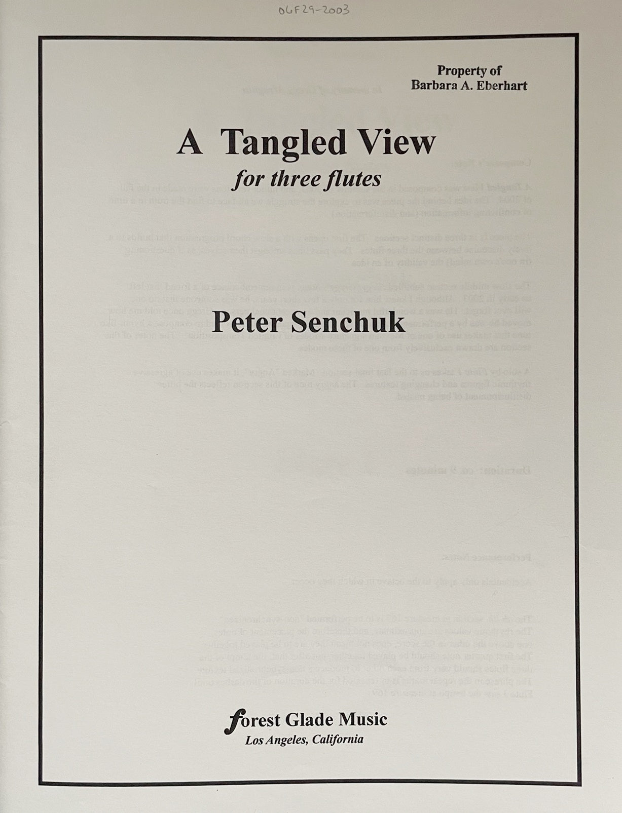 A Tangled View for Three Flutes by Peter Senchuk