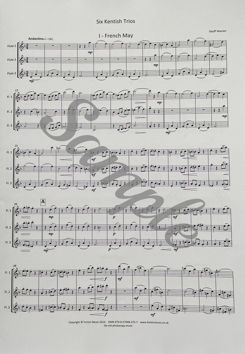 Six Kentish Trios for Flute Trio by Geoff Warren