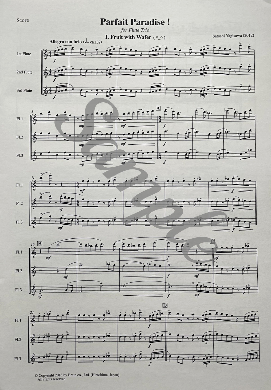 Parfait Paradise! for Flute Trio by Satoshi Yagasawa