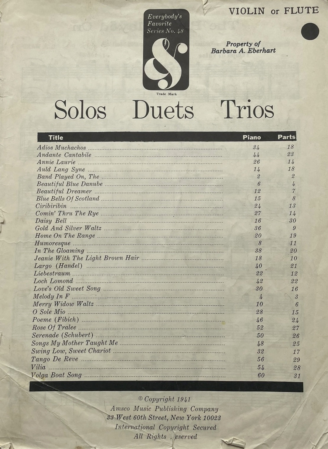Solos Duets Trios Everybody's Favorite Series No. 48