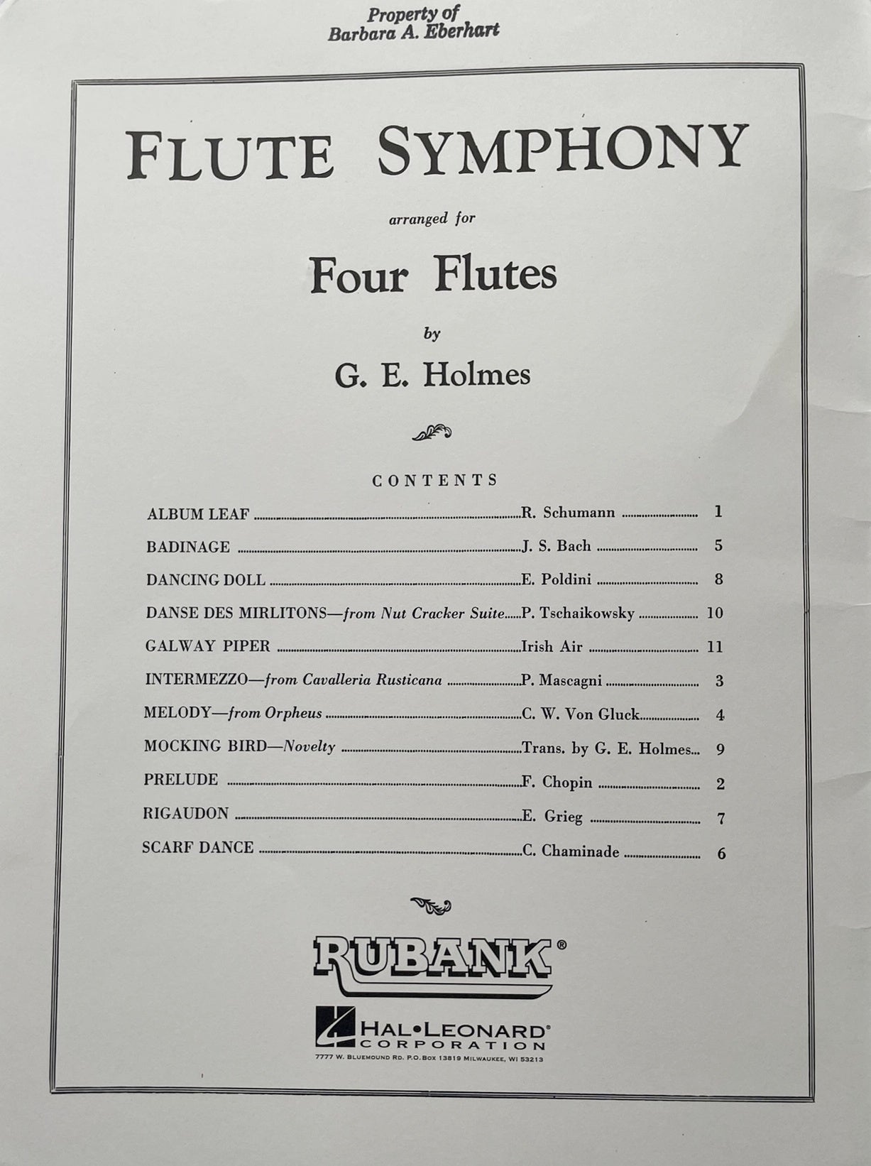 Flute Symphony for Flute Quartet arr. by G.E. Holmes