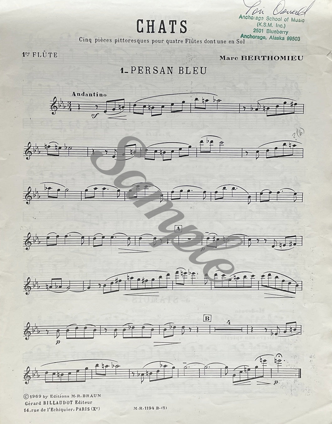 Chats (Cats)... for Flute Quartet by Marc Berthomieu
