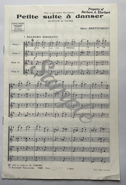 Petite Suite A Danser for Flute Quartet by Marc Berthomieu