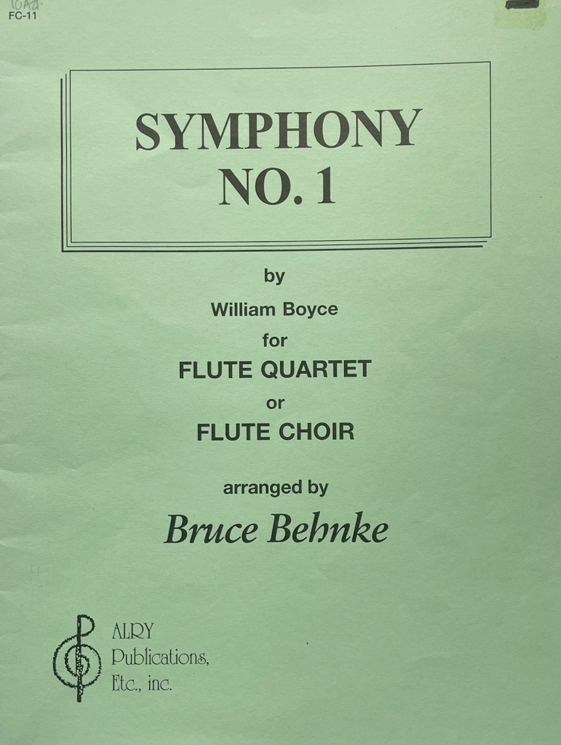 Symphony No. 1 for Flute Quartet or Flute Choir by William Boyce