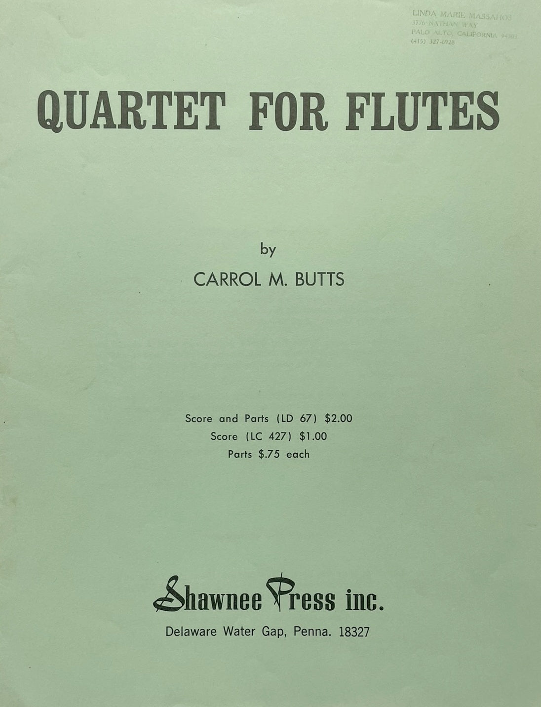 Quartet for Flutes by Carol M. Butts