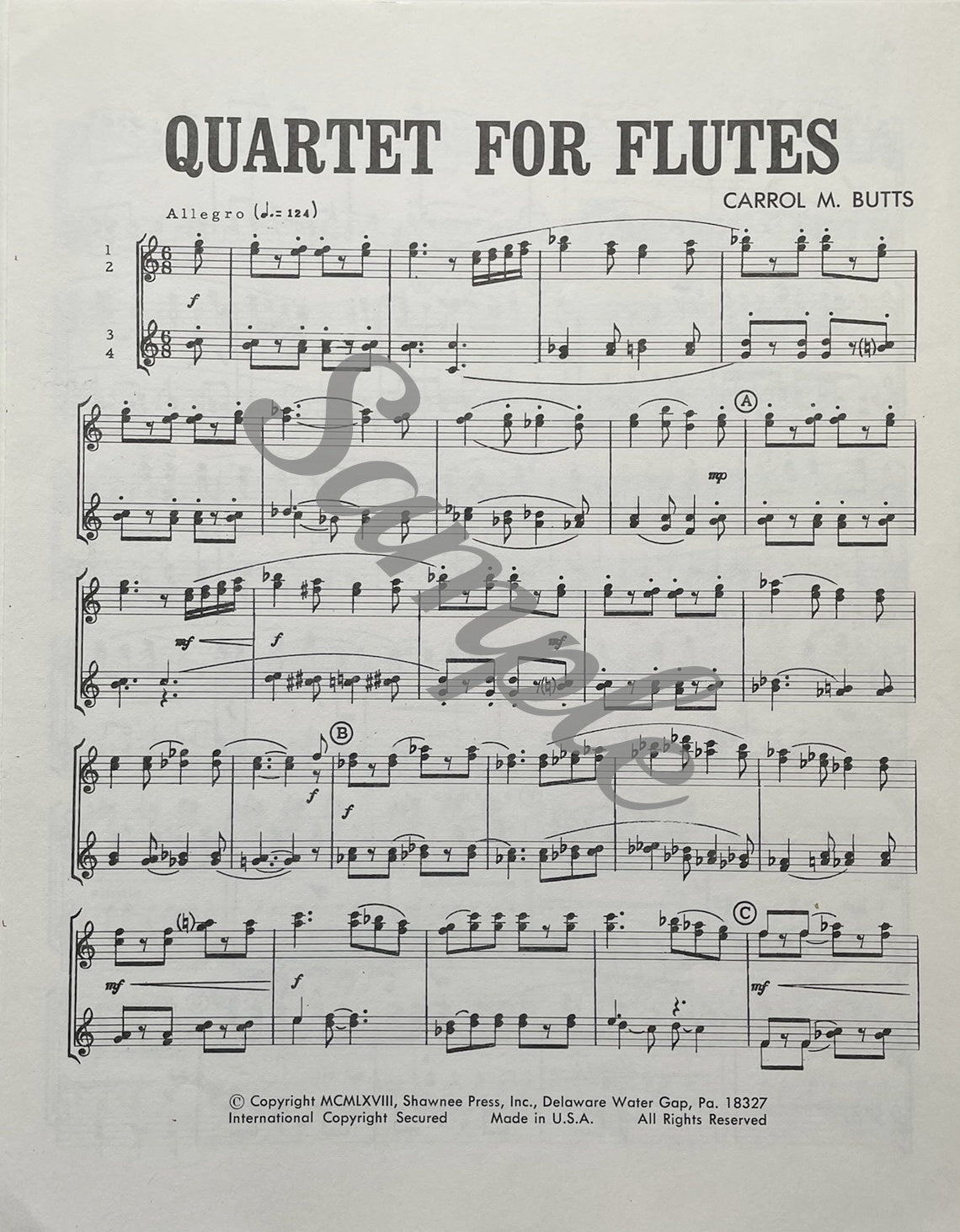 Quartet for Flutes by Carol M. Butts