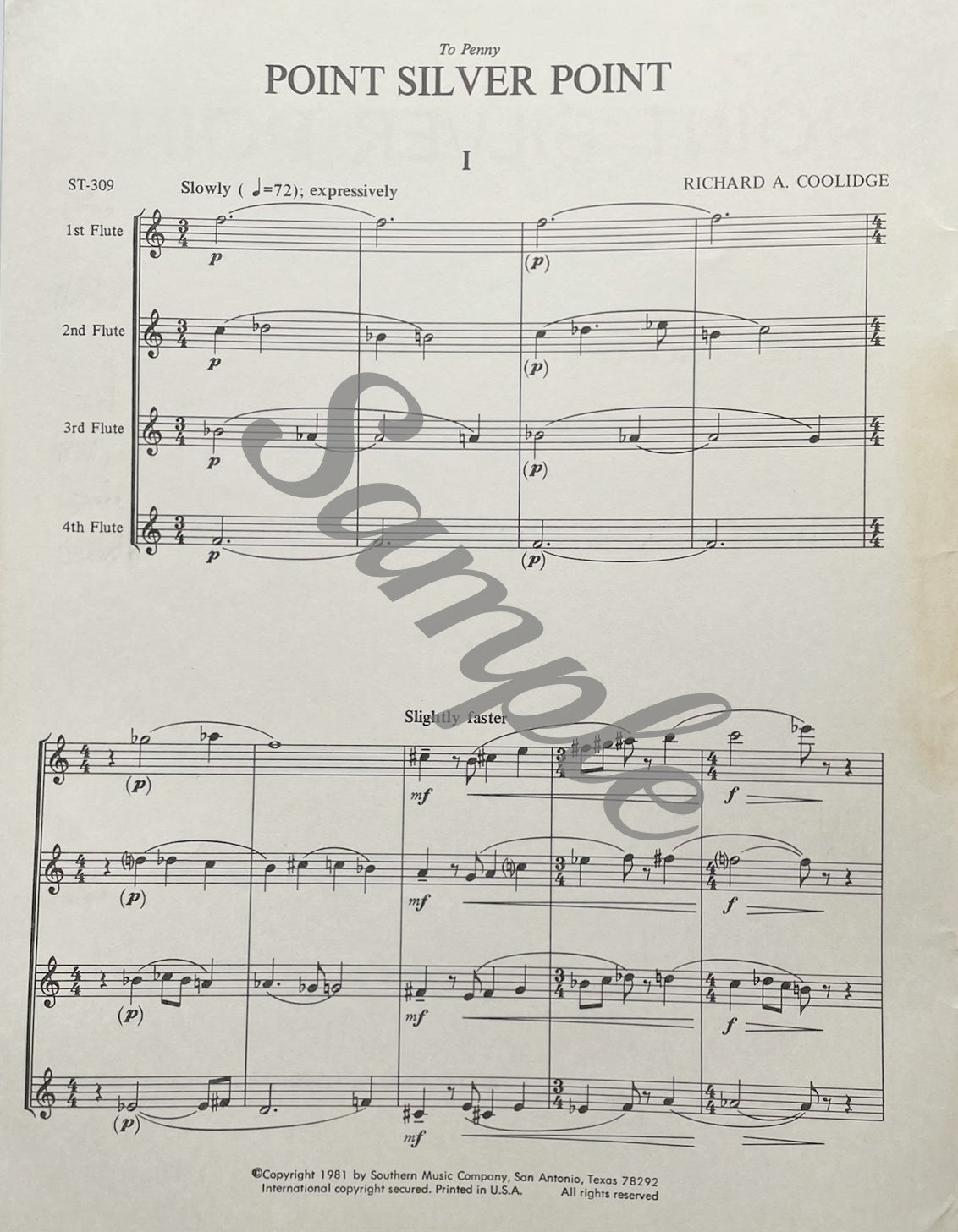 Point Silver Point for Flute Quartet by Richard A. Coolidge