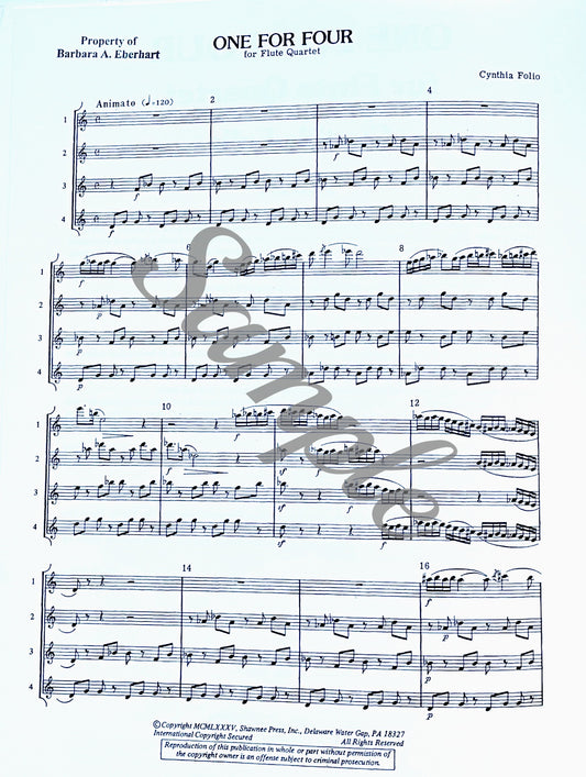 One for Four for Flute Quartet by Cynthia Folio