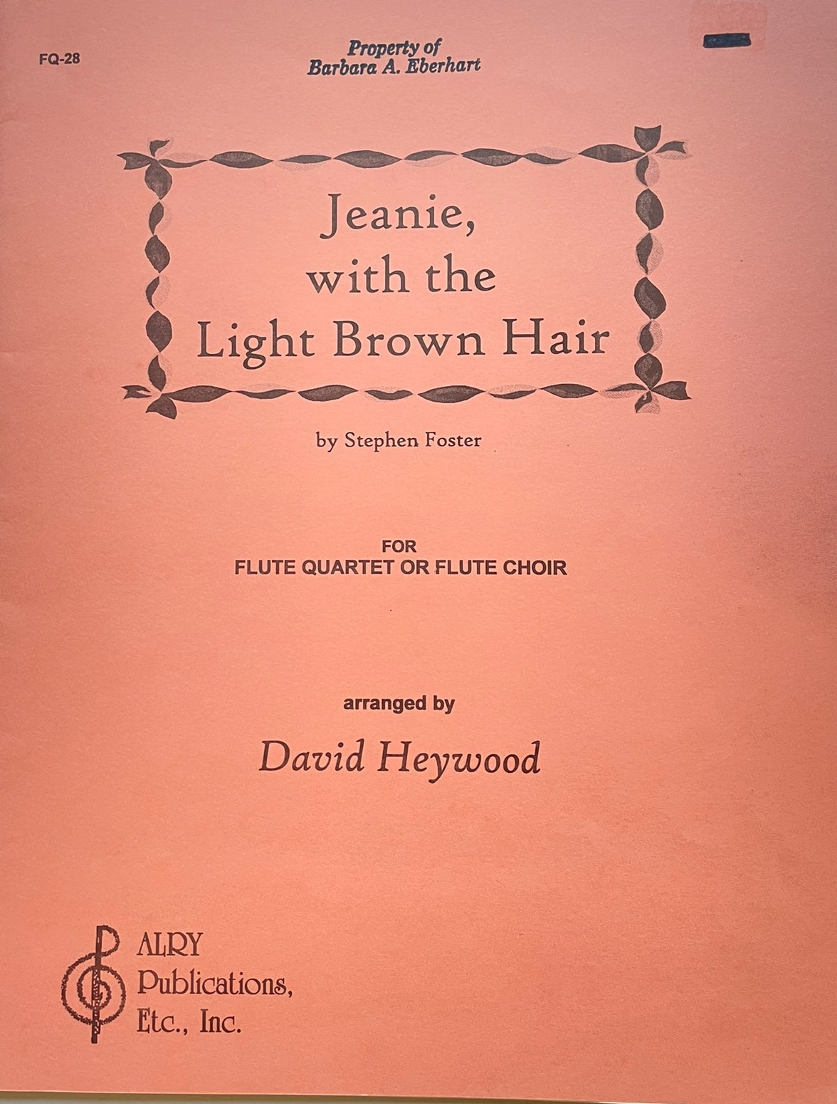 Jeanie, with the Light Brown Hair for Flute Quartet by Stephen Foster