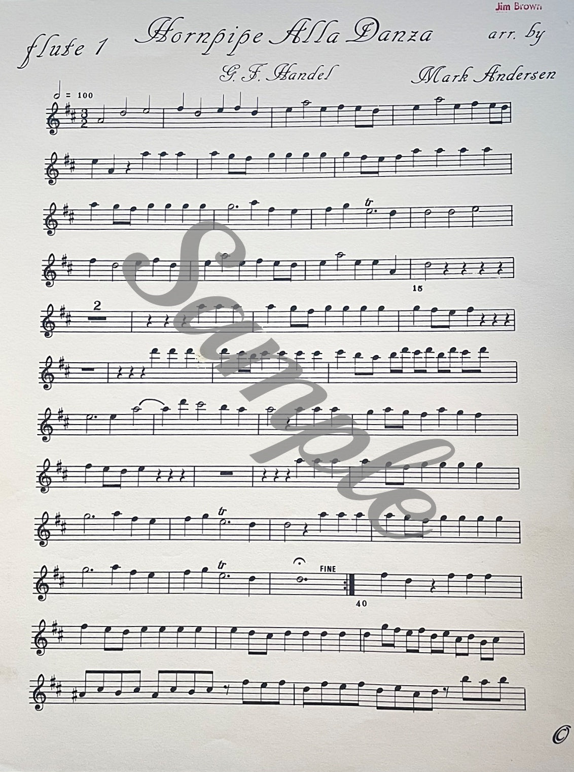 Hornpipe Alla Danza for Flute Quartet by G.F. Handel