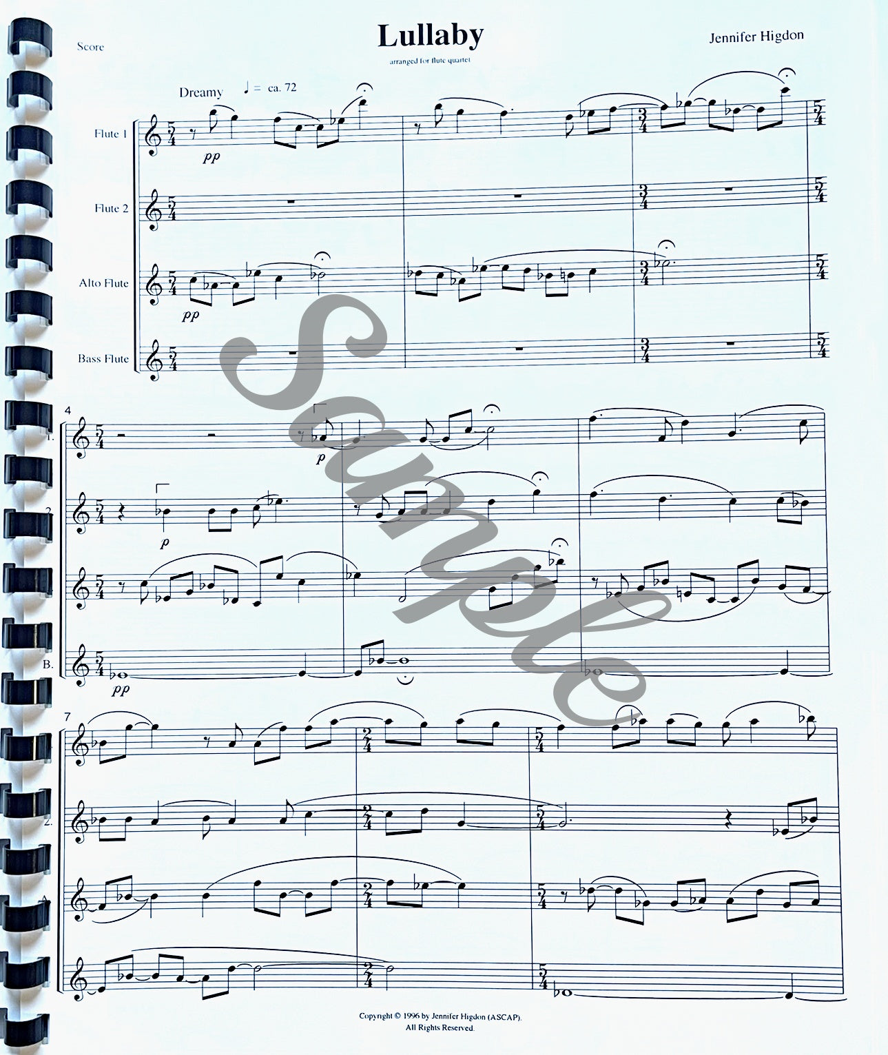 Lullaby for Flute Quartet by Jennifer Higdon