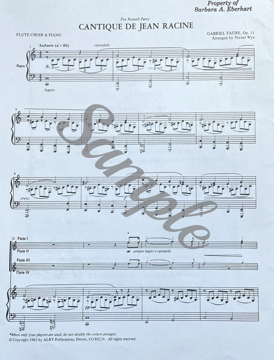 Cantique de Jean Racine for Flute Quartet & Piano by Gabriel Faure