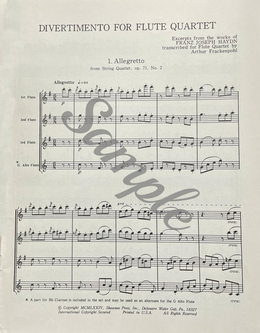 Divertimento for Flute Quartet by Haydn