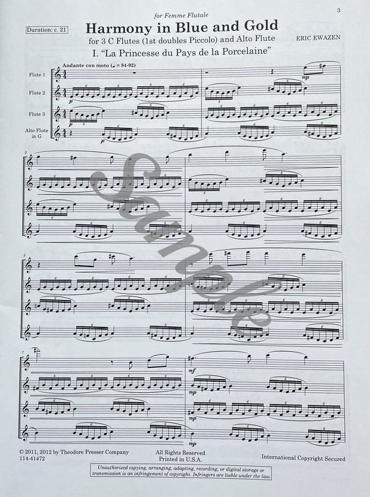 Harmony in Blue and Gold for Flute Quartet by Eric Ewazen
