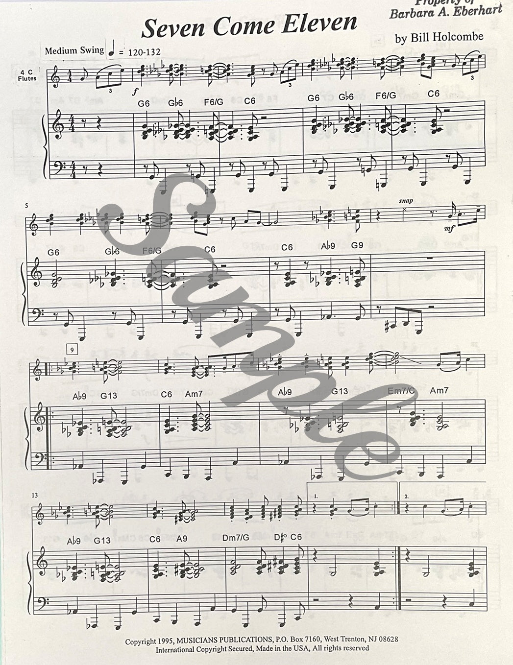 Seven Come Eleven Flute Quartet by Bill Holcombe